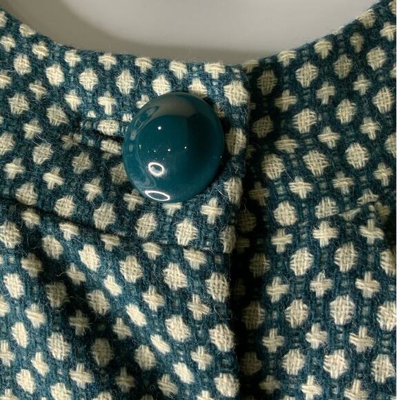Elevenses Wool Cropped Front Tie Top Women Size 4 3/4 Sleeves Tweed Green White - Picture 8 of 10
